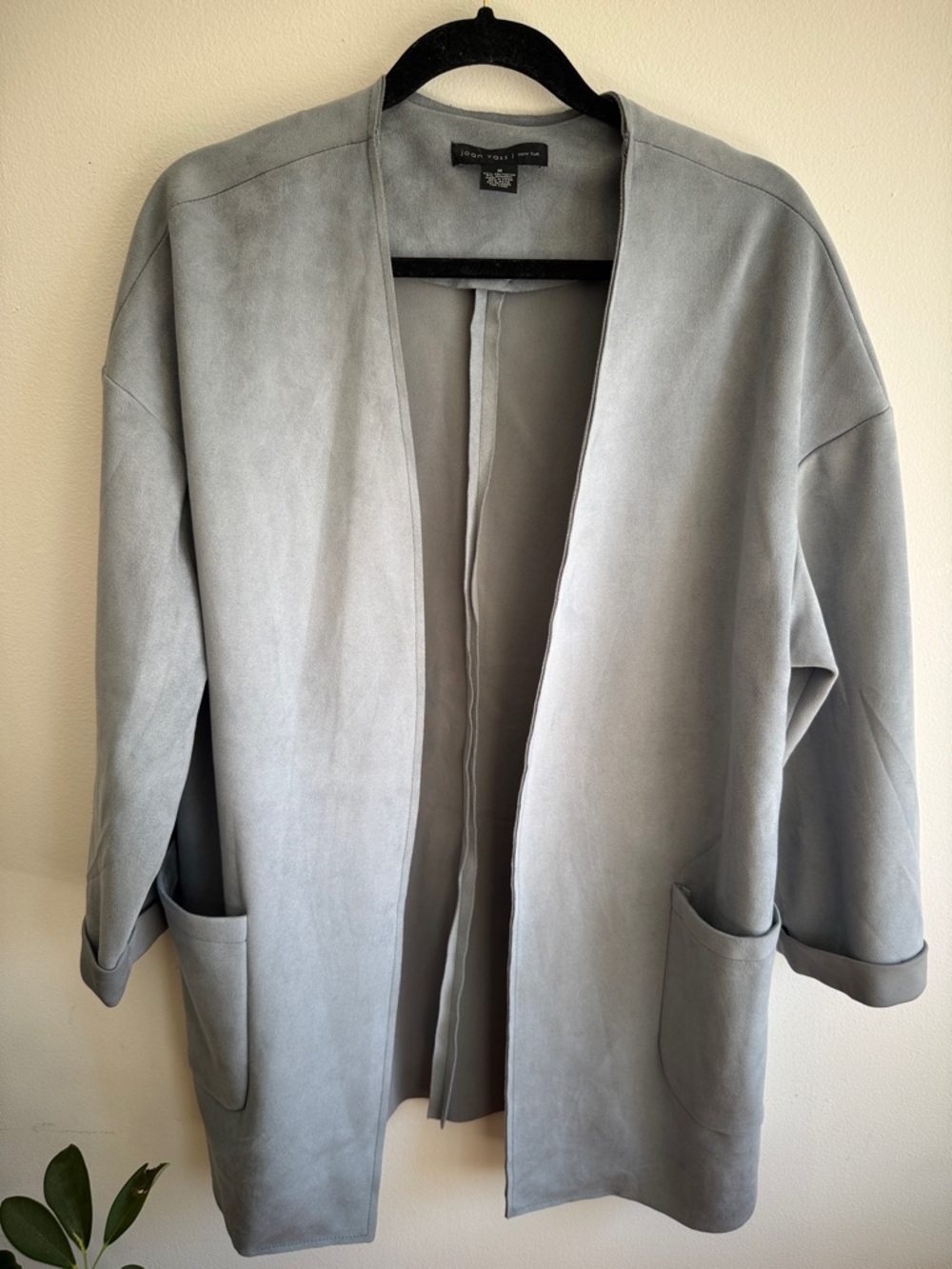 Joan Vass Light Gray Open-Front Blazer Jacket